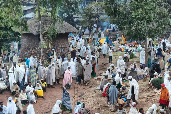 Ethiopia Lalibela Circa January 2018 Unidentified People Crowd Genna Celebratio — Stock Photo, Image