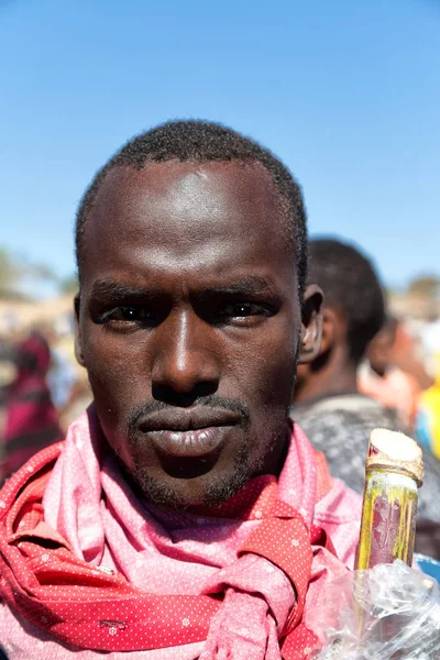 Etiópia Lalibela Circa Janeiro 2018 Jovem Não Identificado Genna Celebratio — Fotografia de Stock