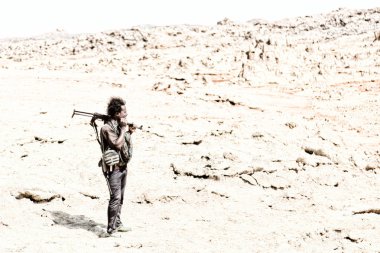 Etiyopya, Danakil-Ocak 2018--devlet yatılı arayan kimliği belirsiz düzensiz asker yaklaşık