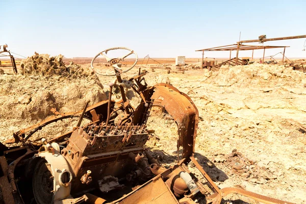 Danakil Ethiopia África Antiga Colônia Aldeia Italiana Abandonada Carro Antigo — Fotografia de Stock