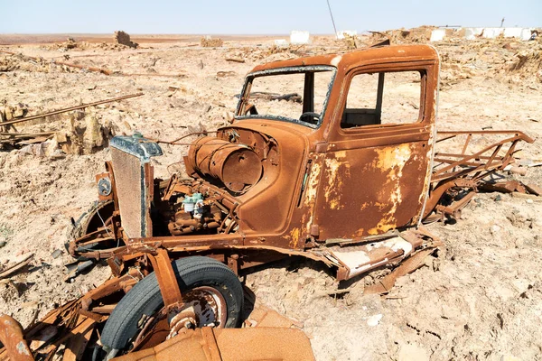 Danakil Ethiopië Afrika Oude Italiaanse Dorp Roestig Antieke Auto Warm — Stockfoto