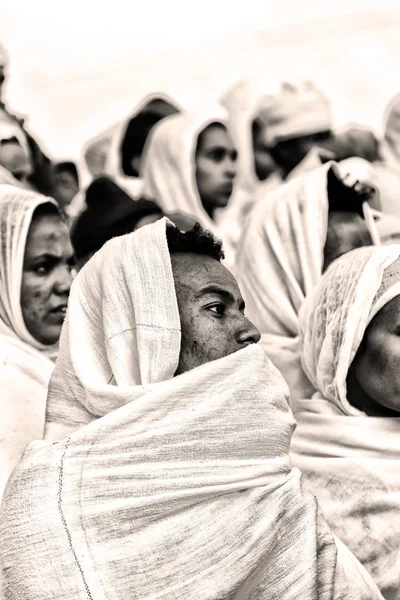 Äthiopien Lalibela Januar 2018 Unbekannte Menschenmenge Der Genna Celebratio — Stockfoto