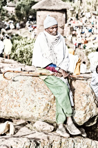 Ethiopia Lalibela Circa January 2018 Unidentified People Crowd Genna Celebratio — Stock Photo, Image