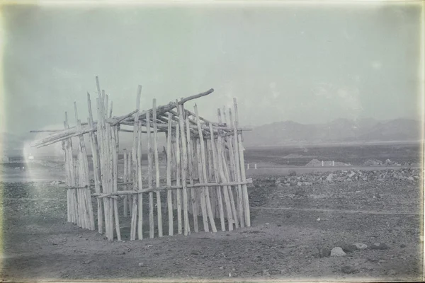 in   ethiopia africa  the poor house of people in the desert of stone