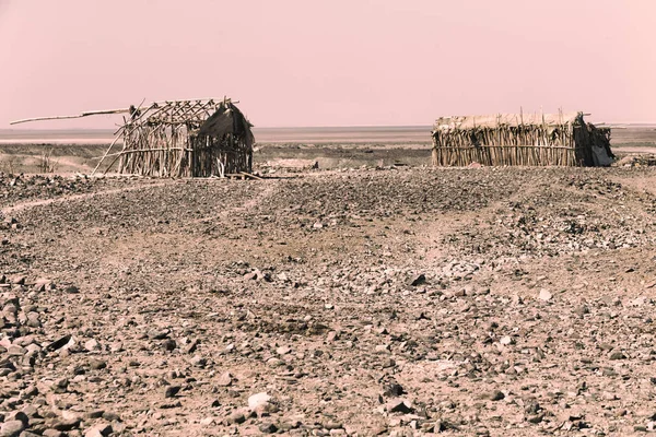 Etiopia Africa Povera Casa Della Gente Nel Deserto Pietra — Foto Stock