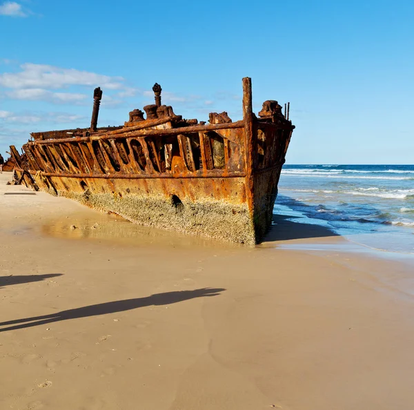 Australia Fraser Island Das Antike Rostige Und Beschädigte Boot Und — Stockfoto
