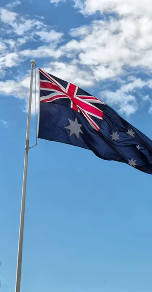 Australia Nel Cielo Limpido Bandiera Sventolante — Foto Stock