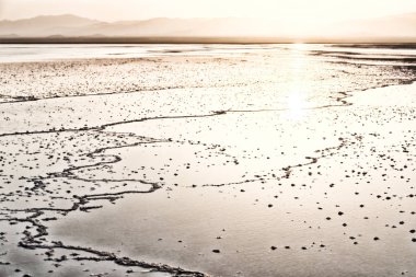 Etiyopya Afrika tuz göl günbatımı refleks 
