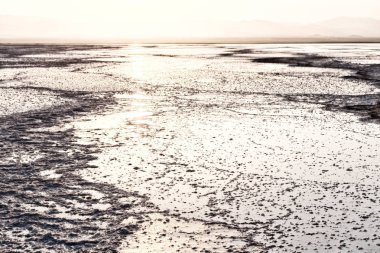 Etiyopya Afrika tuz göl günbatımı refleks 