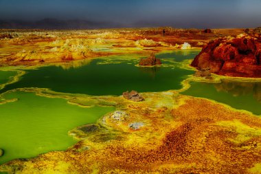 Danakil Etiyopya Afrika'da dallol volkanik depresyon