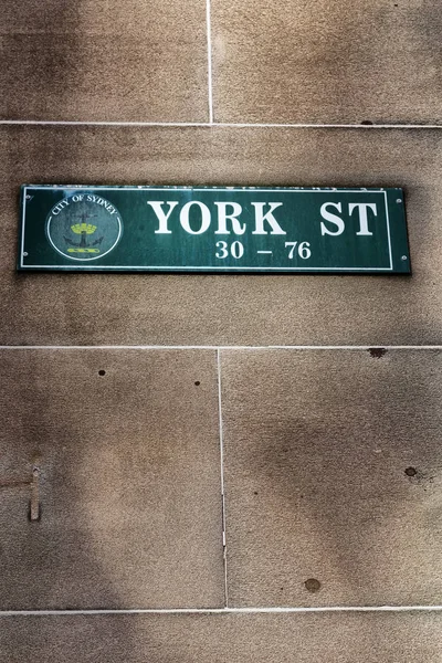 Australia Sydney Signo Calle York Pared —  Fotos de Stock