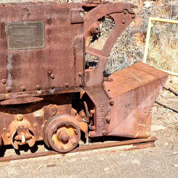 Australië Kar Van Oude Verroeste Mijnbouw Gebroken Railway — Stockfoto