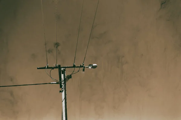 Power line with electrical pole in the clear sky — Stock Photo, Image