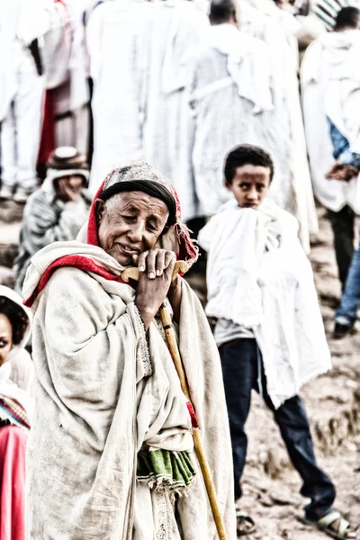 Ethiopia Lalibela Circa January 2018 Unidentified People Crowd Genna Celebratio — Stock Photo, Image