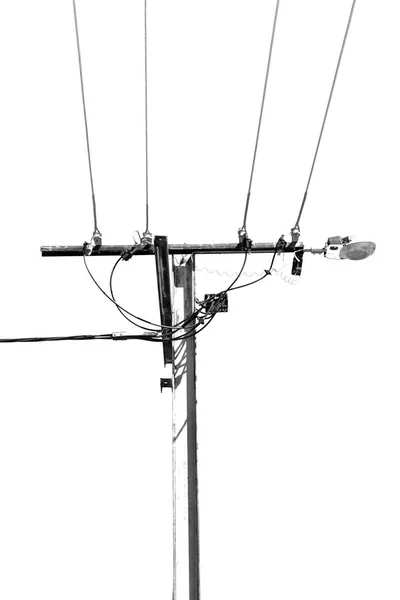 Power line with electrical pole in the clear sky — Stock Photo, Image