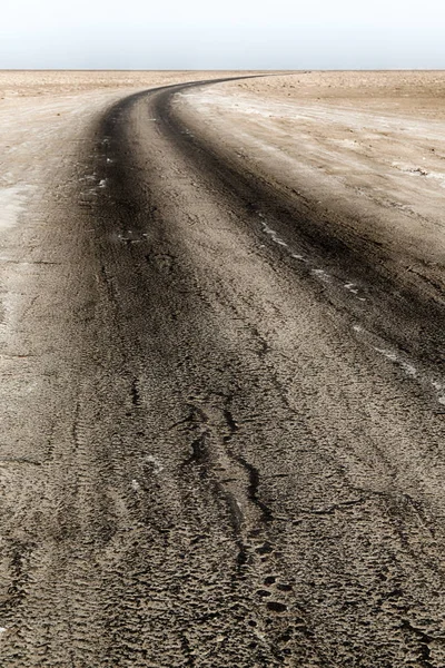 Danakil Äthiopien Afrika Der Boden Und Die Straße Der Salzwüste — Stockfoto