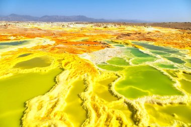 Danakil Etiyopya Afrika'da dallol volkanik depresyon