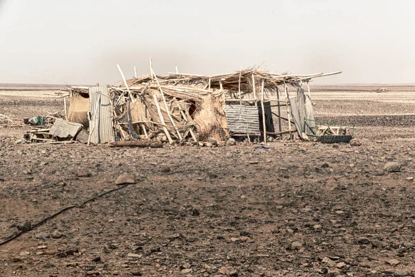 in   ethiopia africa  the poor house of people in the desert of stone