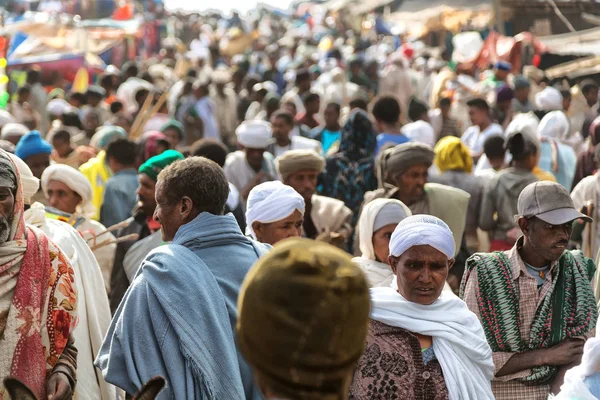 Ethiopië Lalibela Circa Januari 2018 Niet Geïdentificeerde Mensen Menigte Van — Stockfoto