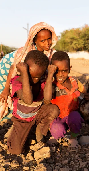 Ethiopie Danakil Circa Janvier 2018 Petits Enfants Non Identifiés Près — Photo