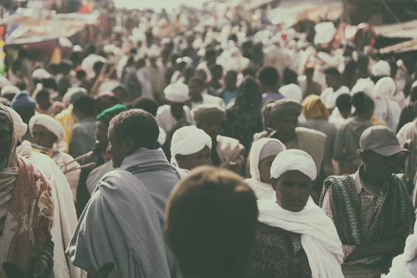 Etiyopya Lalibela Ocak 2018 Genna Celebratio Kalabalık Içinde Kimliği Belirsiz — Stok fotoğraf