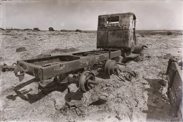 Danakil Ethiopië Afrika Oude Italiaanse Dorp Roestig Antieke Auto Warm — Stockfoto