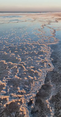 Danakil Etiyopya Afrika tuz göl günbatımı refleks ve peyzaj