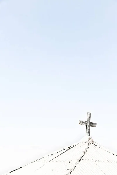 Danakil Ethiopia África Cruz Igreja Velha Céu Vazio — Fotografia de Stock