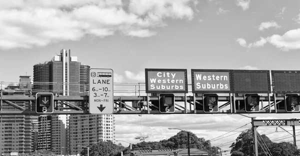 Australië Sidney Het Teken Weergave Van Snelweg Naar Stad — Stockfoto