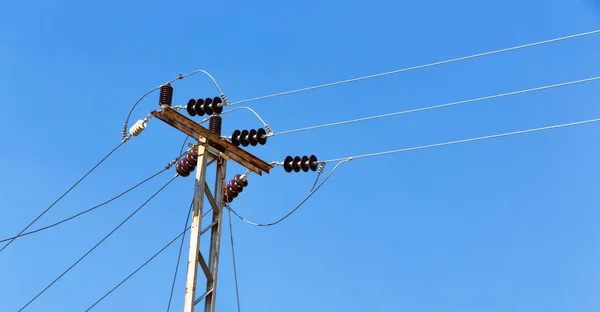 Austrália Conceito Linha Elétrica Com Polo Elétrico Céu Claro — Fotografia de Stock