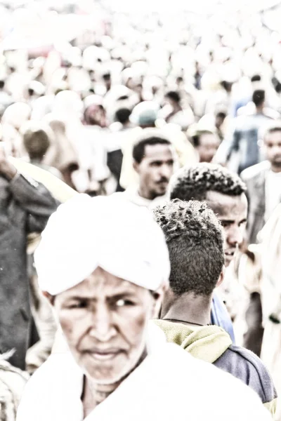 Etiópia Lalibela Circa Janeiro 2018 Pessoas Não Identificadas Multidão Genna — Fotografia de Stock