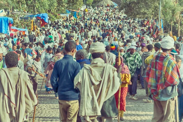 Etiopia Lalibela Circa Gennaio 2018 Persone Non Identificate Nella Folla — Foto Stock