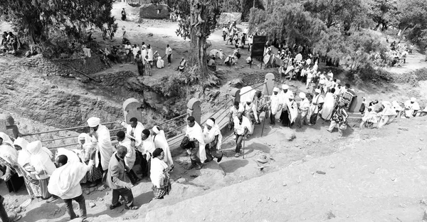 Etiopía Lalibela Circa Enero 2018 Personas Identificadas Multitud Del Genna — Foto de Stock