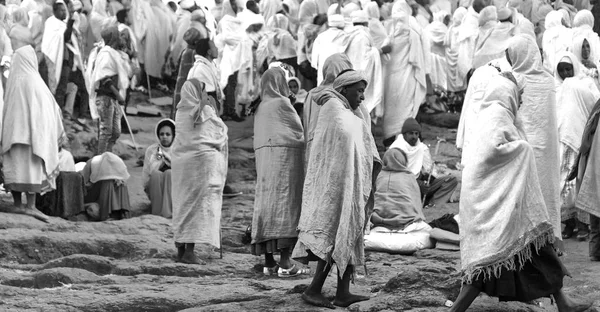 Etiyopya Lalibela Ocak 2018 Genna Celebratio Kalabalık Içinde Kimliği Belirsiz — Stok fotoğraf