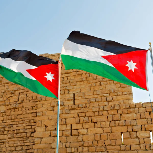 In jordan the national flag in the wind — Stock Photo, Image