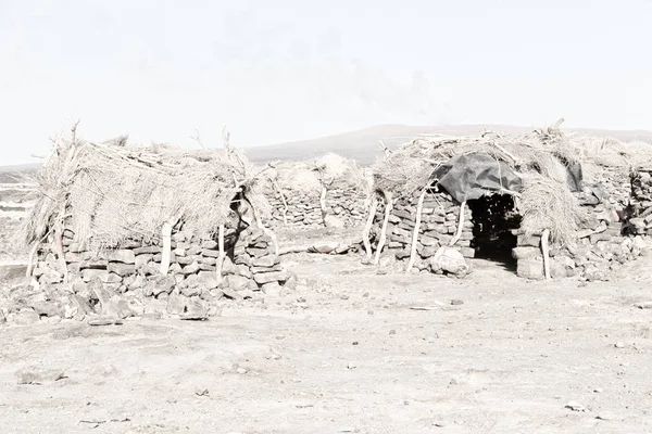 Etiopia Africa Povera Casa Della Gente Nel Deserto Pietra — Foto Stock