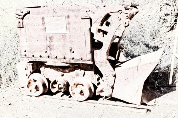 Australien Den Gamla Och Rostiga Gruv Vagnen Och Trasiga Järnväg — Stockfoto
