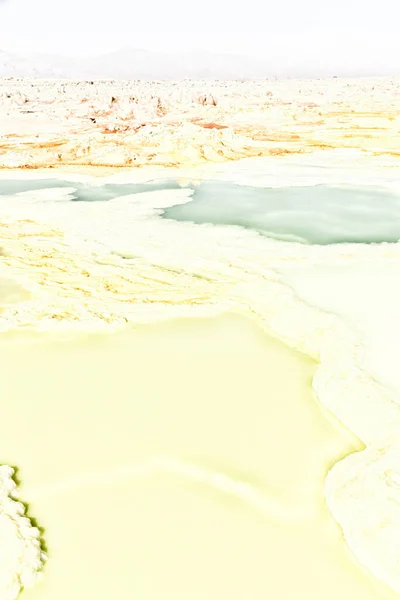 Danakil Äthiopien Afrika Die Vulkanische Senkung Des Dallol Sees Und — Stockfoto