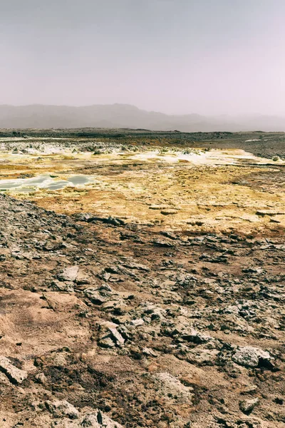 Danakil Äthiopien Afrika Die Vulkanische Senkung Des Dallol Sees Und — Stockfoto