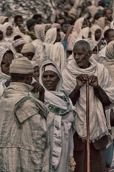 Ethiopië Lalibela Circa Januari 2018 Niet Geïdentificeerde Mensen Menigte Van — Stockfoto