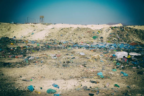 Etiópia África Descarte Lixo Garrafa Plástico Perto Cidade — Fotografia de Stock