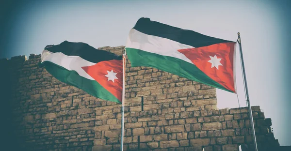 In jordan the national flag in the wind — Stock Photo, Image