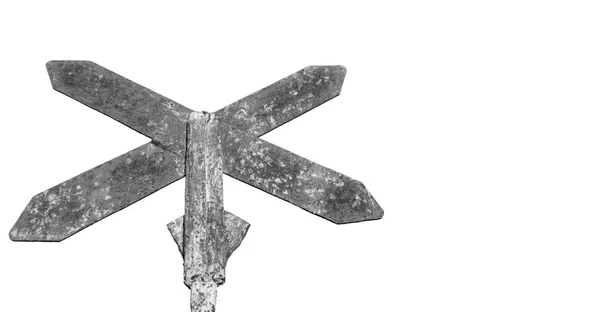Znak Drogowy Antycznego Kolejowych Puste Niebo Jak Opuszczone Koncepcja — Zdjęcie stockowe