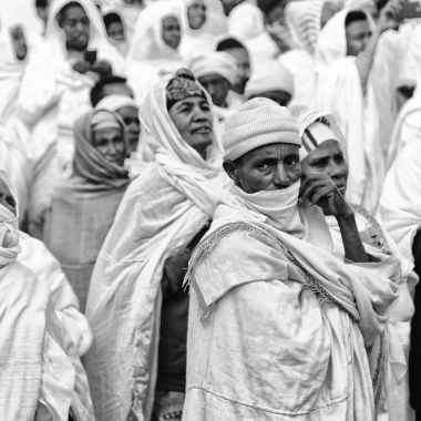 insanlar kutlama Lalibela Etiyopya kalabalıkta