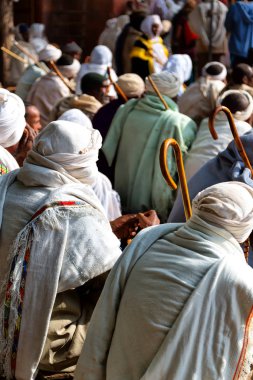 insanlar kutlama Lalibela Etiyopya kalabalıkta