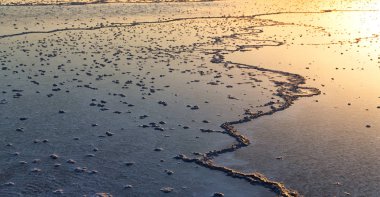 Etiyopya Afrika tuz göl günbatımı refleks 