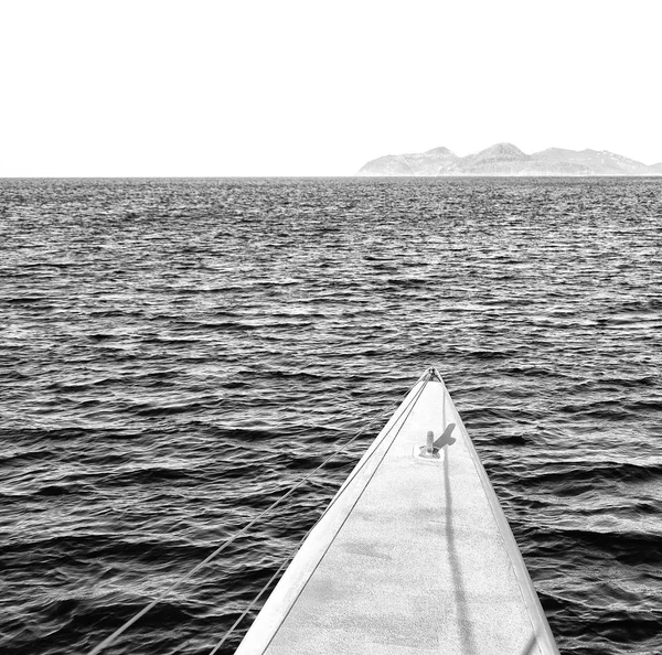 Concept of sport and relax    in the  catamaran deck — Stock Photo, Image