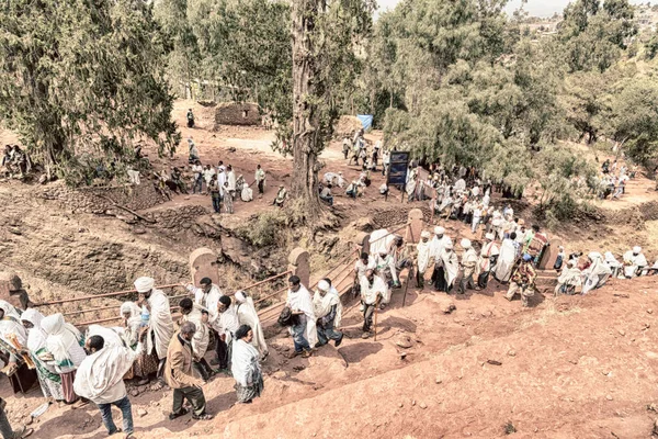 Ethiopia Lalibela Circa January 2018 Unidentified People Crowd Genna Celebratio — Stock Photo, Image