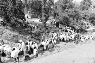 insanlar kutlama Lalibela Etiyopya kalabalıkta