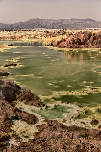 Em danakil ethiopia áfrica a depressão vulcânica — Fotografia de Stock